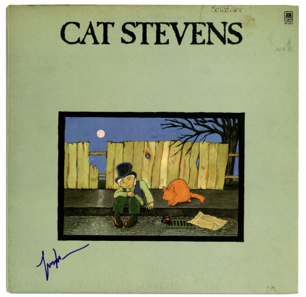 Cat Stevens Signed ''Teaser and the Firecat'' Album Cover -- With ''Moonshadow'' and ''Peace Train''