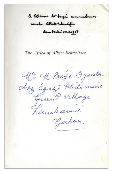 Albert Schweitzer Signed Book ''The Africa of Albert Schweitzer''