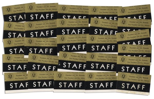Collection of 26 Staff Badges for the ''Texas Welcome Dinner'' the Night JFK Was Assassinated