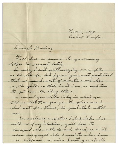 Rene Gagnon Autograph Letter Signed 3 Months Before Iwo Jima -- ''...we spend most of our time out here in the field...''