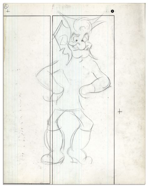Al Capp Drawing of ''Li'l Abner'' Favorite Mammy Yokum -- Large Art Measures 11.5'' x 14.5''