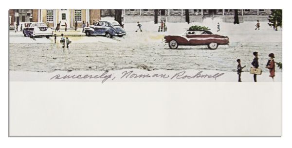 Master of Americana, Norman Rockwell Signed Print of ''Stockbridge Main Street at Christmas'' -- 30.75'' x 12.5''