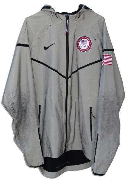 Pole Vaulter Brad Walker Worn Olympic Logo Nike Jacket With Signed LOA & Photo -- Worn During His Win at USA Nationals in 2012 & Divested Following a Publicized Endorsement Dispute With Nike
