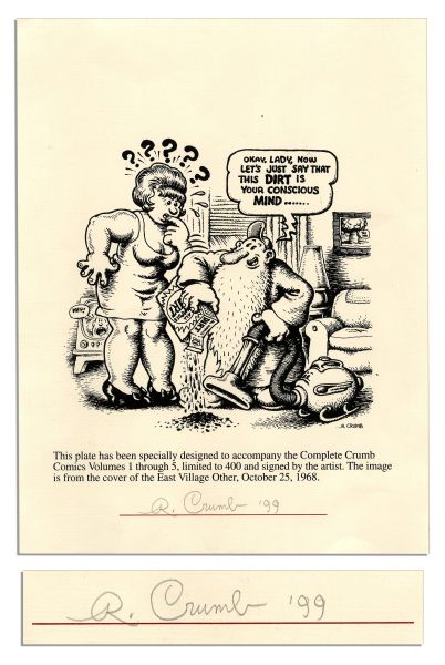 Robert Crumb Signed Sheet Featuring Crumb's ''East Village Other'' 1968 Cover Art