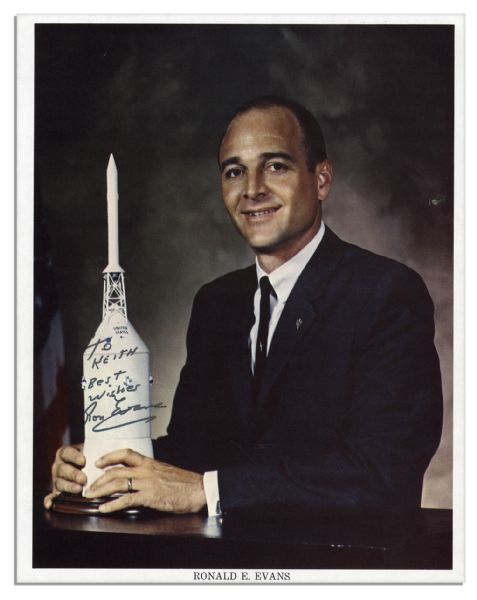 Ronald Evans 8'' x 10'' Photo Signed -- Evans Flew as Command Module Pilot of Apollo 17, the Last Manned Mission to the Moon