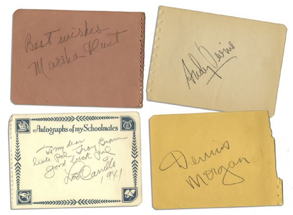 Collection of 26 Autographs of Hollywood Actors -- Including Bob Hope, Jack La Rue, Bruce Cabot & More