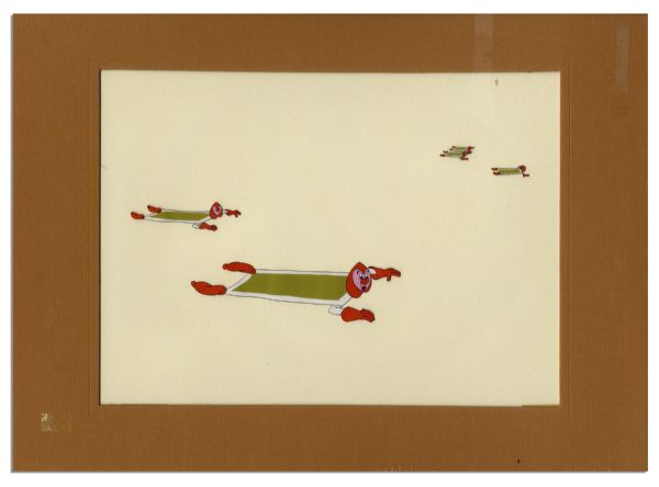 Ray Bradbury Personally Owned Animation Cel From 1951 Disney Film ''Alice in Wonderland'' -- Depicts 5 Flying Hearts Cards -- Measures 16'' x 12'' -- Near Fine -- With COA From Estate