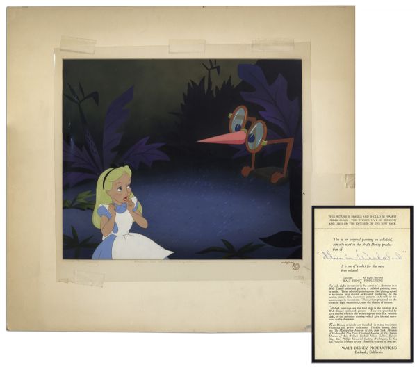 Ray Bradbury Personally Owned Disney Animation Cel From ''Alice in Wonderland'' -- Alice & The Living Glasses