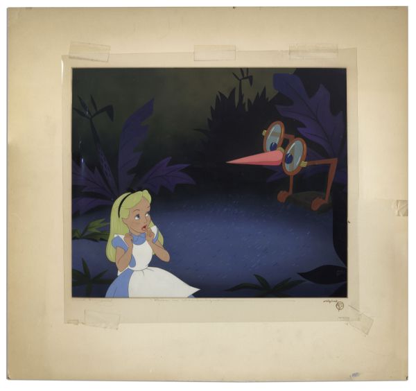 Ray Bradbury Personally Owned Disney Animation Cel From ''Alice in Wonderland'' -- Alice & The Living Glasses