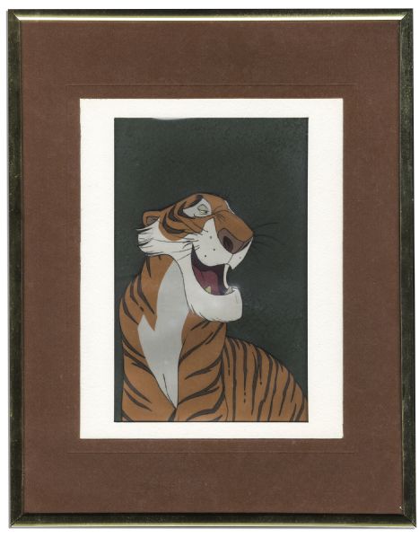 Ray Bradbury Personally Owned Disney Animation Cel From ''Jungle Book'' -- Close-Up of Tiger Shere Khan -- Matted & Framed to 11.5'' x 14.5'' -- Cel is Near Fine -- With COA From Estate