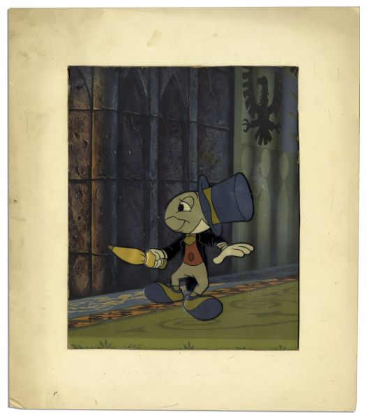 Ray Bradbury Personally Owned Disney Animation Cel From ''Pinocchio'' -- Featuring Jiminy Cricket