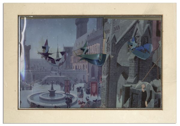 Ray Bradbury Personally Owned Disney Animation Cel From ''Sleeping Beauty'' -- Featuring The Three Good Fairies Flora, Fauna & Merryweather