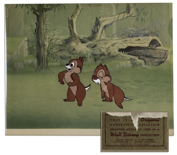 Ray Bradbury Personally Owned Animation Cel of Disney Favorites ''Chip 'n' Dale'' -- With Disney COA Sticker -- Measures 12'' x 10'' -- Cel Itself is Near Fine -- With COA From Estate