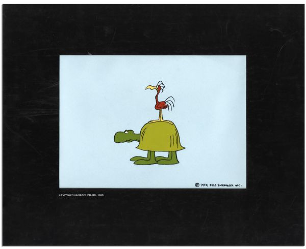 Ray Bradbury Owned Field Enterprises Cel From ''B.C.'' Comic Series -- Depicts ''John The Turtle And The Dookie Bird'' -- Matted to 17.25'' x 14'' -- Near Fine -- With COA From Estate