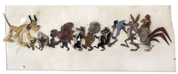 Bradbury's Looney Tunes Animation Cel Featuring 11 Characters -- Including Speedy Gonzales, Pluto, Tweety, Sylvester, Road Runner, Wile E. Coyote, Pepe Le Pew, Elmer Fudd and Yosemite Sam