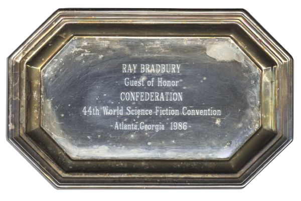 World Science Fiction Convention Sterling Silver Platter -- Awarded to Ray Bradbury