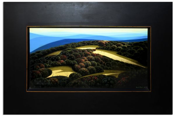 Eyvind Earle Large Oil Painting From Ray Bradbury's Personal Estate