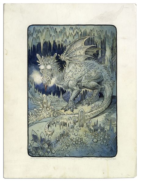 Fantasy Artist William Stout Original Painting of a Dragon -- Commissioned for Ray Bradbury's ''Dinosaur Tales'' & Gifted to the Author