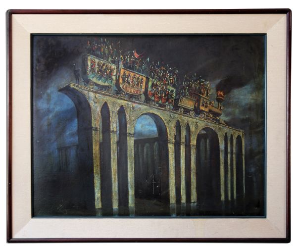 Ray Bradbury Personally Owned Oil Painting, Titled ''Carnival'' by Joseph Mugnaini -- The Very First Mugnaini Painting Purchased by Bradbury & Which Ignited Their Professional Collaboration
