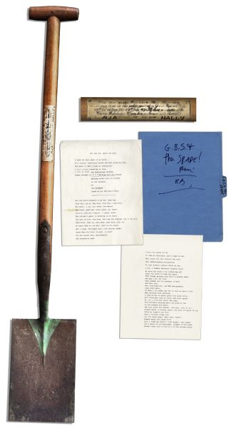 Spade Used by George Bernard Shaw to Plant a Mulberry Tree -- Then Owned by Ray Bradbury Who Writes an Original, Unpublished & Lengthy Poem as He Imagined the Scene -- Very Rare
