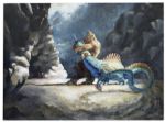 Ray Bradbury Personally Owned Painting of a Dragon Engaged in Battle -- Creatures From "7th Voyage of Sinbad"
