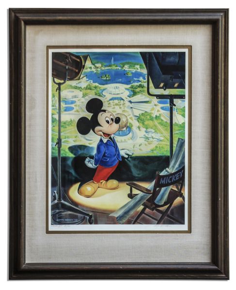 Ray Bradbury Personally Owned Mickey Mouse Lithograph by Disney Artist John Hench -- 18'' x 24''
