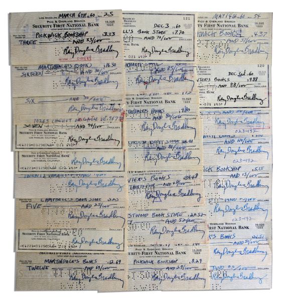 Ray Bradbury Lot of 30 Signed Checks From 1960 -- Bradbury Writes Checks to Various Bookstores