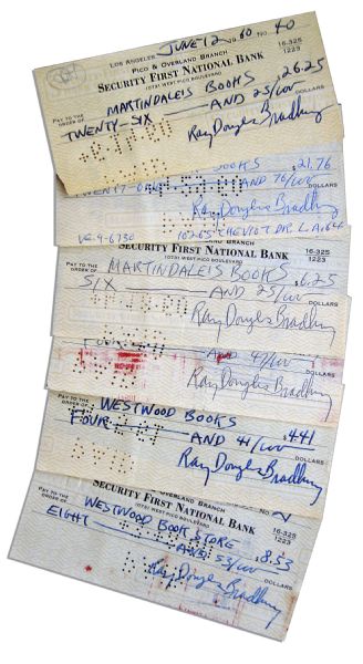 Ray Bradbury Lot of 30 Signed Checks From 1960 -- Bradbury Writes Checks to Various Bookstores