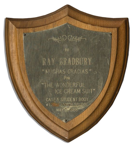 Ray Bradbury Lincoln High School Award for His Play, ''The Wonderful Ice Cream Suit''
