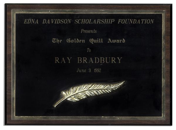 Ray Bradbury's Golden Quill Award Plaque
