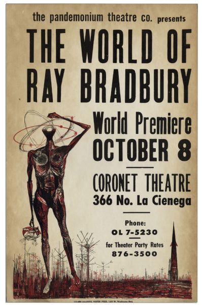 Poster & Pair of Printing Plates From Ray Bradbury's Stage Show, ''The World of Ray Bradbury''