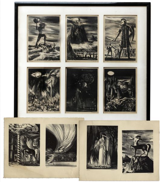 Ray Bradbury Personally Owned Lot of 10 Lithographs of Greek Mythological Figures by Joseph Mugnaini for Thomas Bulfinch's, ''The Age of Fable or Stories of Gods and Heroes''
