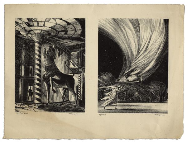 Ray Bradbury Personally Owned Lot of 10 Lithographs of Greek Mythological Figures by Joseph Mugnaini for Thomas Bulfinch's, ''The Age of Fable or Stories of Gods and Heroes''