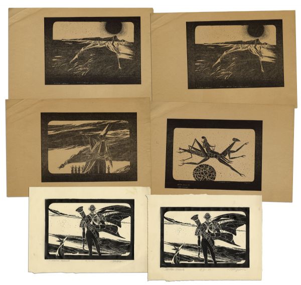 Ray Bradbury Personally Owned Mugnaini Art for ''The Martian Chronicles''