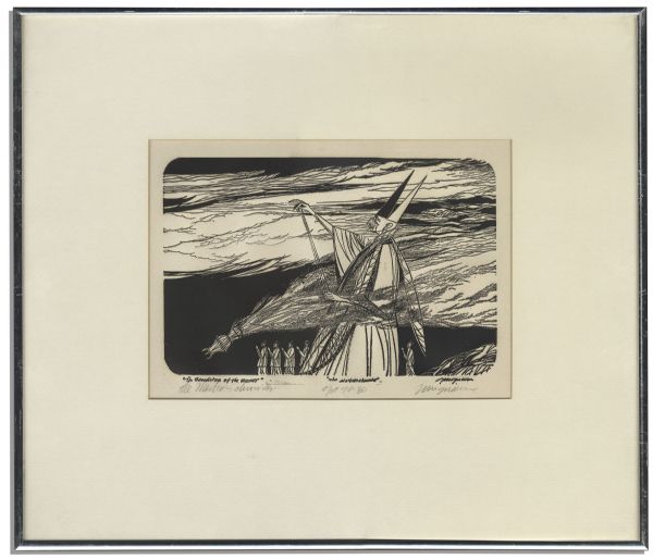 Ray Bradbury Personally Owned Pair of Joseph Mugnaini Relief Prints From ''The Martian Chronicles''