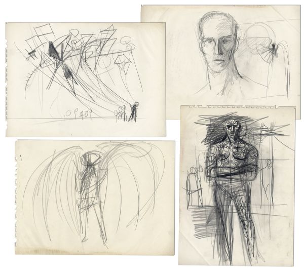 Ray Bradbury's Personal Collection of Joseph Mugnaini Original Concept Drawings for ''Icarus Montgolfier Wright''