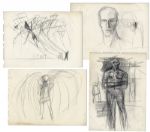Ray Bradburys Personal Collection of Joseph Mugnaini Original Concept Drawings for Icarus Montgolfier Wright