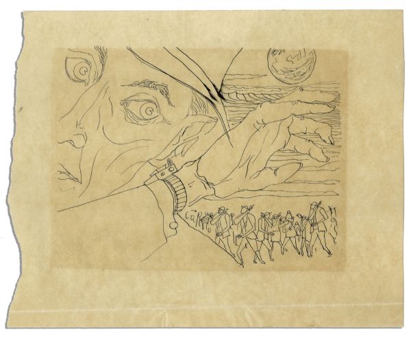 Ray Bradbury Pair of Joseph Mugnaini Drawings for the Short Story, ''The Murderer''
