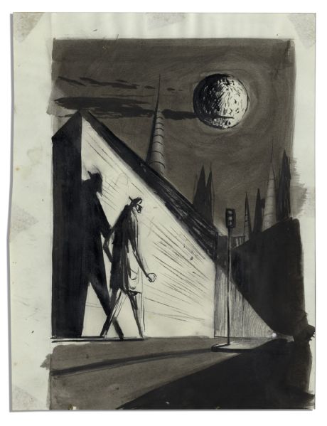Ray Bradbury Personally Owned Trio of Sketches by Joseph Mugnaini
