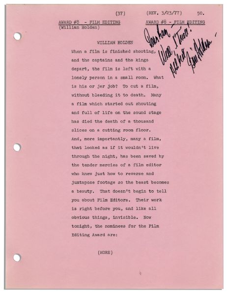 Ray Bradbury Hand-Notated Script for the 1977 Academy Awards -- His Own Copy