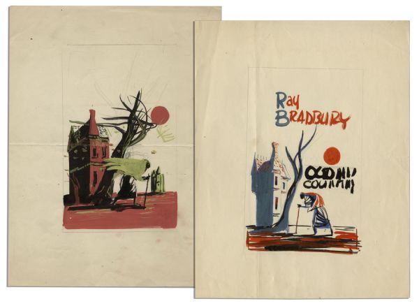 Ray Bradbury Personally Owned Pair of Paintings by Joseph Mugnaini -- For Bradbury's Book ''The October Country''