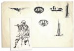 Ray Bradbury Personally Owned Sketches by Joseph Mugnaini