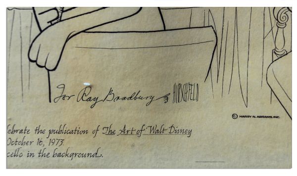 Ray Bradbury Personally Owned Al Hirschfeld Print of Disney Characters -- Signed & Dedicated to Bradbury by Hirschfeld