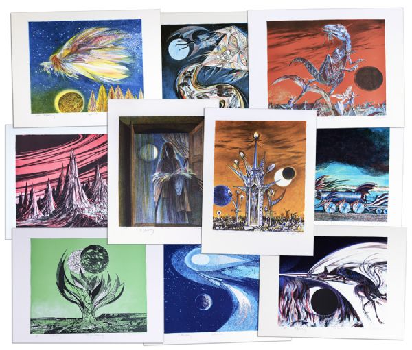 ''Ten Views of the Moon'' Full Set of 10 Lithographs -- A Collaboration Between Joseph Mugnaini & Ray Bradbury -- Personally Owned by Bradbury -- ''28/150''