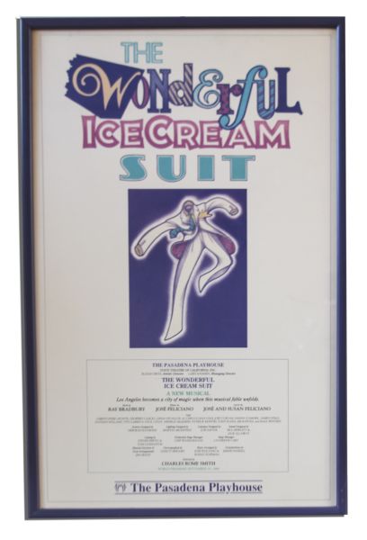 Ray Bradbury Personally Owned Suit From ''The Wonderful Ice Cream Suit'' -- Signed by Cast & Crew -- Accompanied by Two Copies of the Script & Framed Poster From the Show