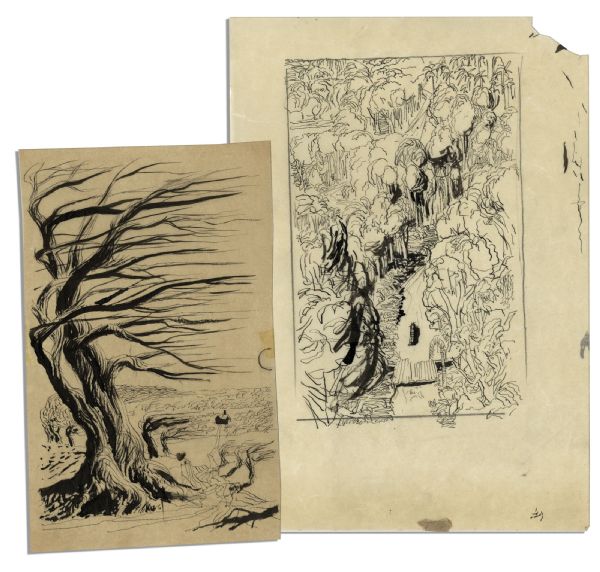 Ray Bradbury Personally Owned Joseph Mugnaini Sketches for ''The Wind'' & ''And The Rock Cried Out''