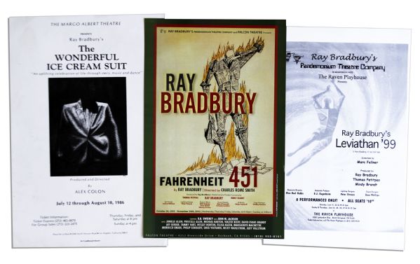 Collection of 5 Posters Owned by Ray Bradbury -- From Productions of Bradbury Plays, 4 Are From His Own Pandemonium Theatre -- Largest Measures 12'' x 18'' -- Near Fine -- COA From Estate