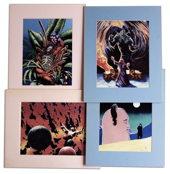Ray Bradbury Owned Lot of 4 Limited Edition Prints by Artist Dan Stedronsky -- Depicting Images From Bradbury Stories -- Mounted & Matted to 16'' x 20'' -- Near Fine -- With COA From Estate