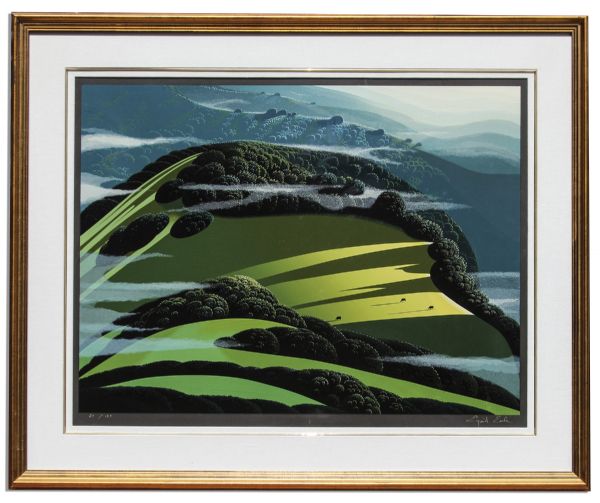 Ray Bradbury Personally Owned Art -- Limited Edition Landscape Silkscreen by Eyvind Earle Titled ''Beyond of the Valley''