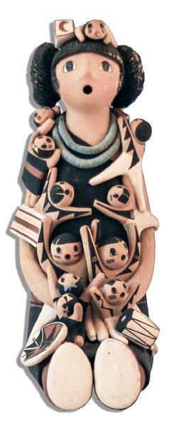 Ray Bradbury Personally Owned Native American Clay ''Storyteller'' Doll From the Jemez Pueblo